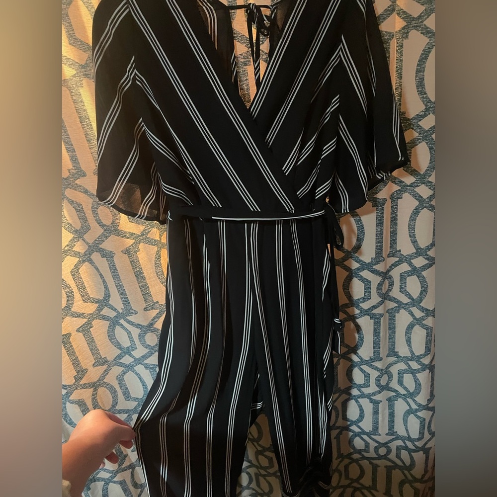 Trixxi Black and White Striped Jumpsuit